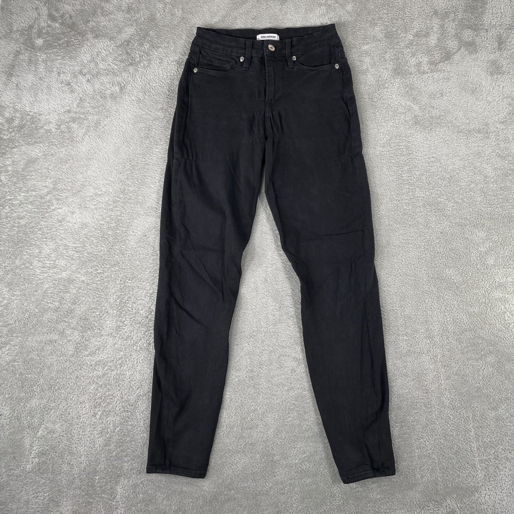Good American‎ Good Legs Crop Womens 2/26 Black High Rise Skinny Denim Jeans